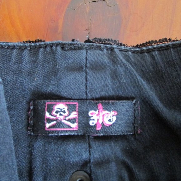 Kik girl black low rise street jeans Size 3, 29x28". Lace satin trim. 90s-2k. - Picture 14 of 15